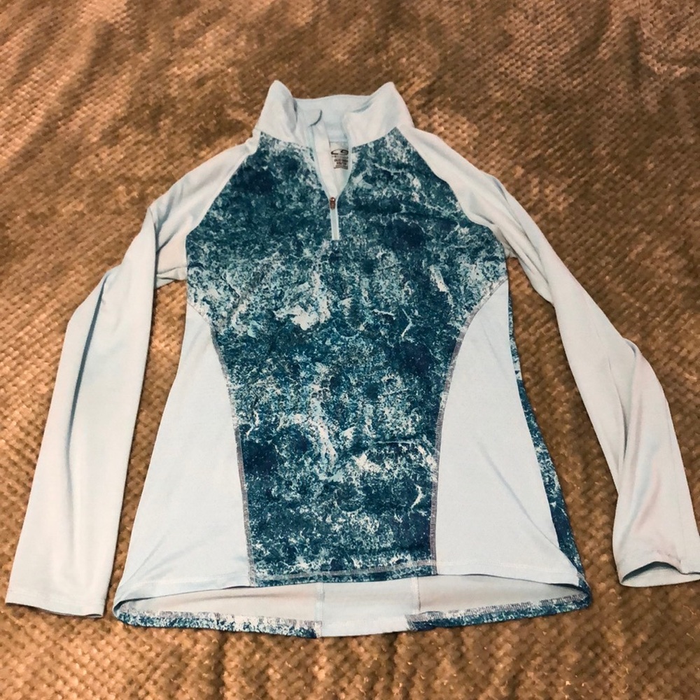 Bright blue Champion Due Dry XS cardio collared long sleeve.